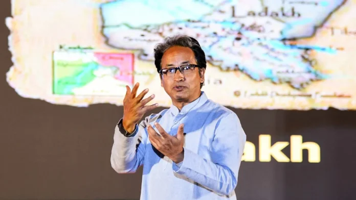 Sonam Wangchuk during a protest in Ladakh