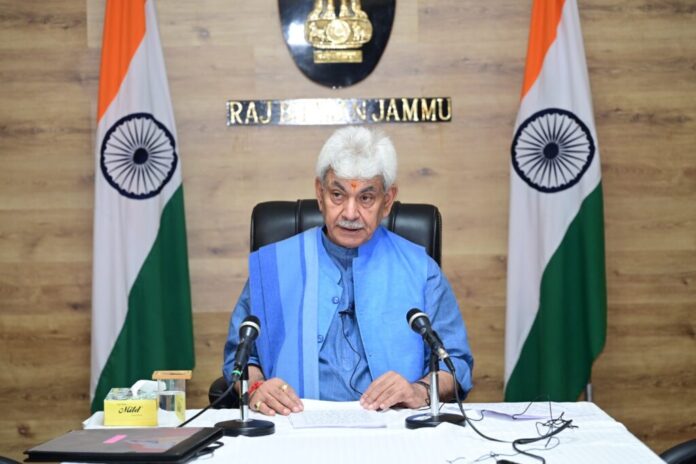 Lt Governor Manoj Sinha delivering a message for Vijayadashami celebration